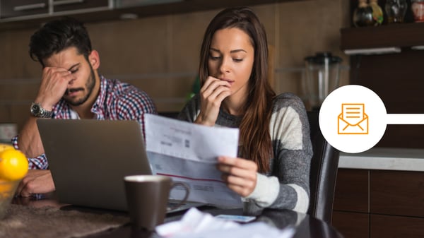 Couple opening their letters sent by post