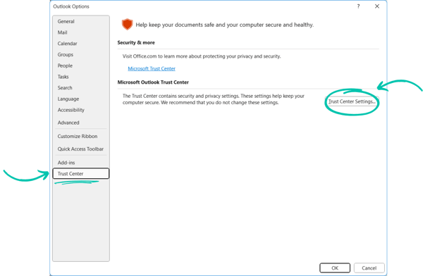Adding an S/MIME certificate to Outlook Step 1