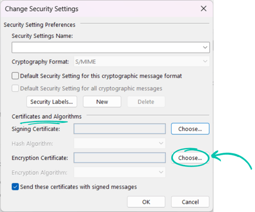 Adding an S/MIME certificate to Outlook Step 4