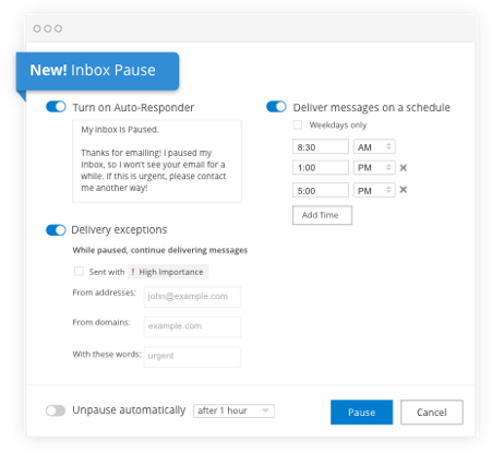Boomerang Outlook add-in screenshot Boomerang Outlook add-in screenshot showing send-later options