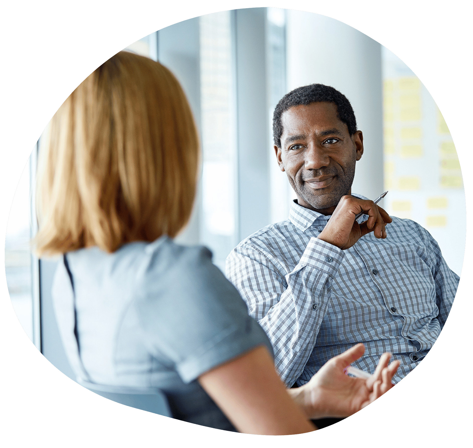 Executives discussing Mailock secure email usage at financial provider