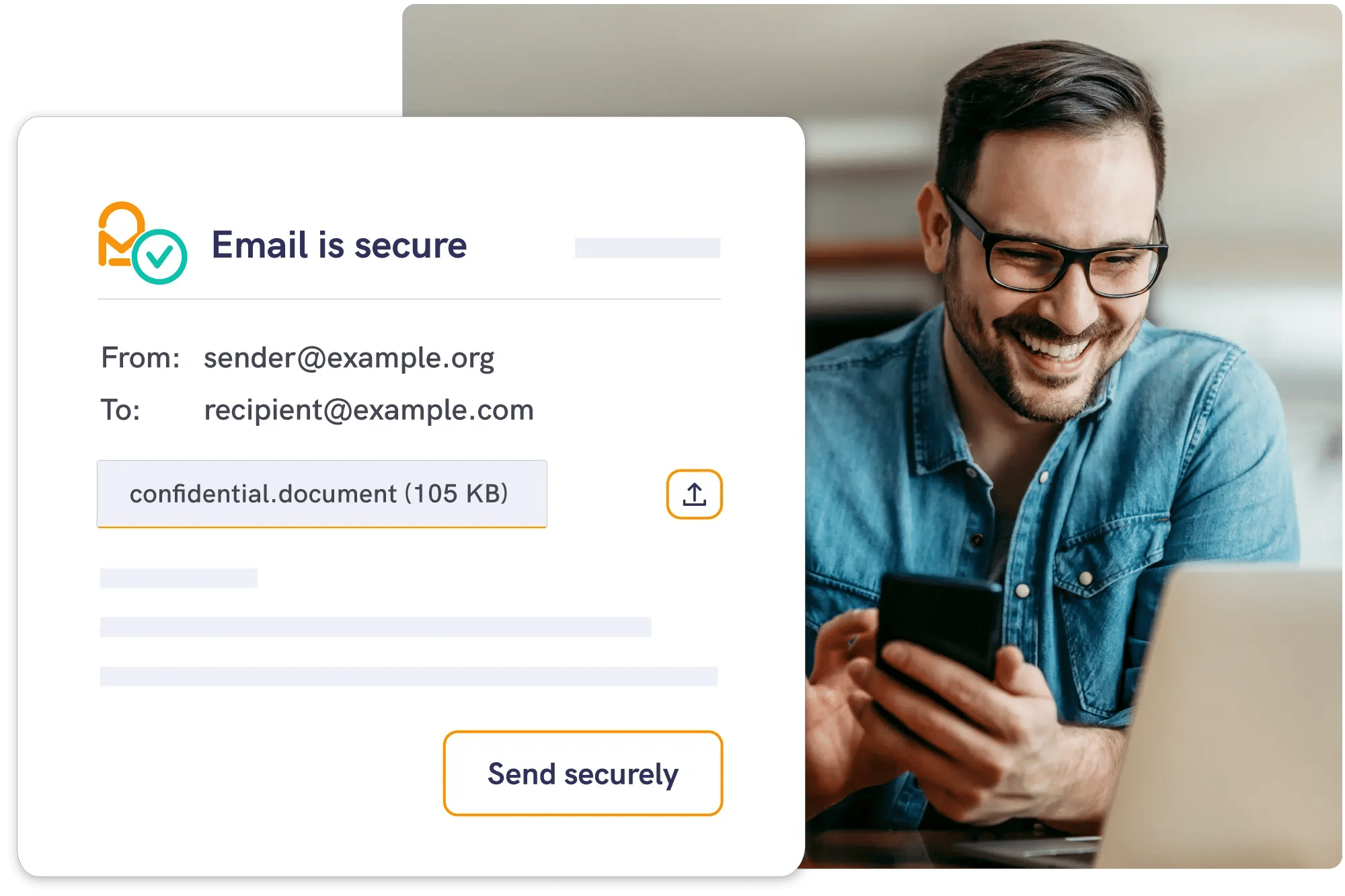 Male professional using Mailock secure email for free and smiling