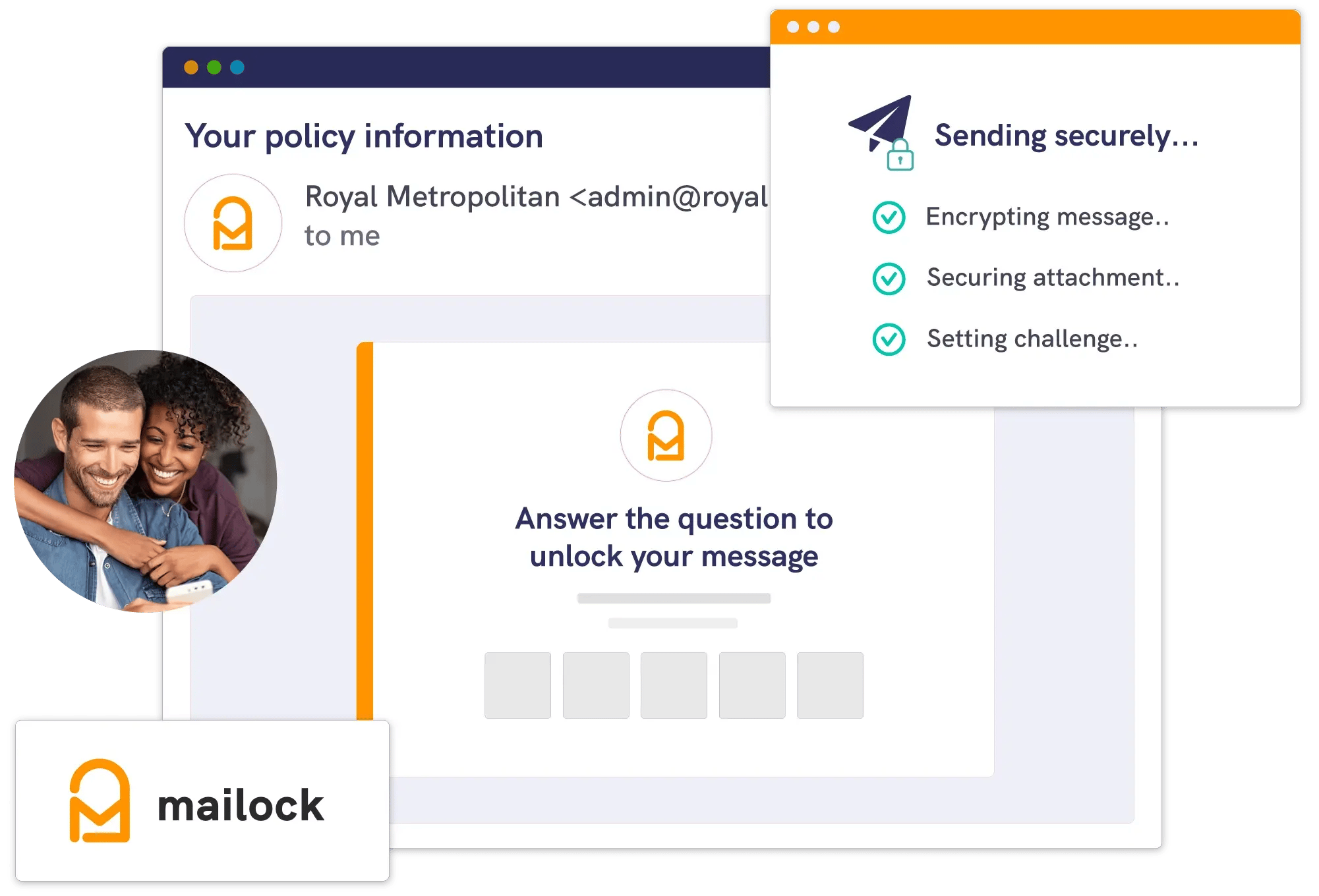 Protect sensitive information with encrypted emails and recipient challenge questions before access