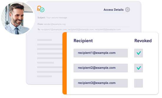Mailock Message Tracker and Message Revoke controls for a protected email