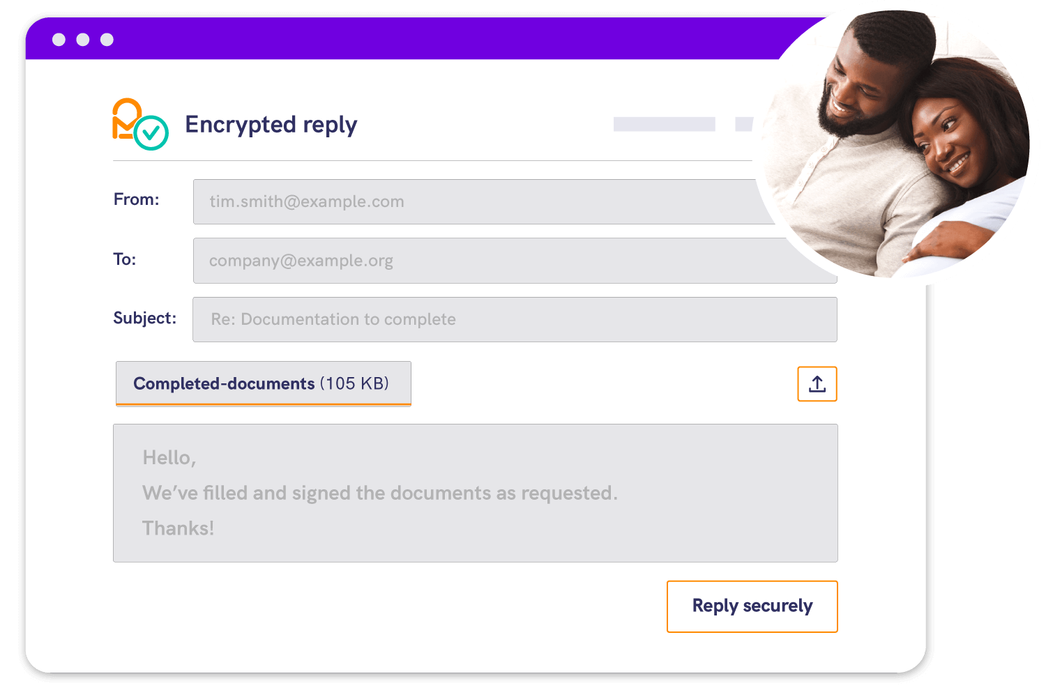 Couple sending a secure email reply