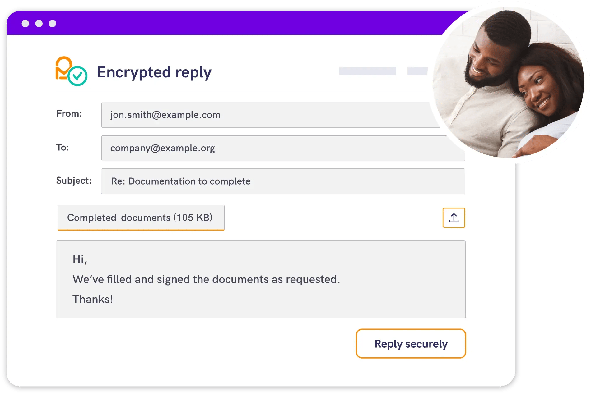 Customers replying using Mailock to secure their sensitive information