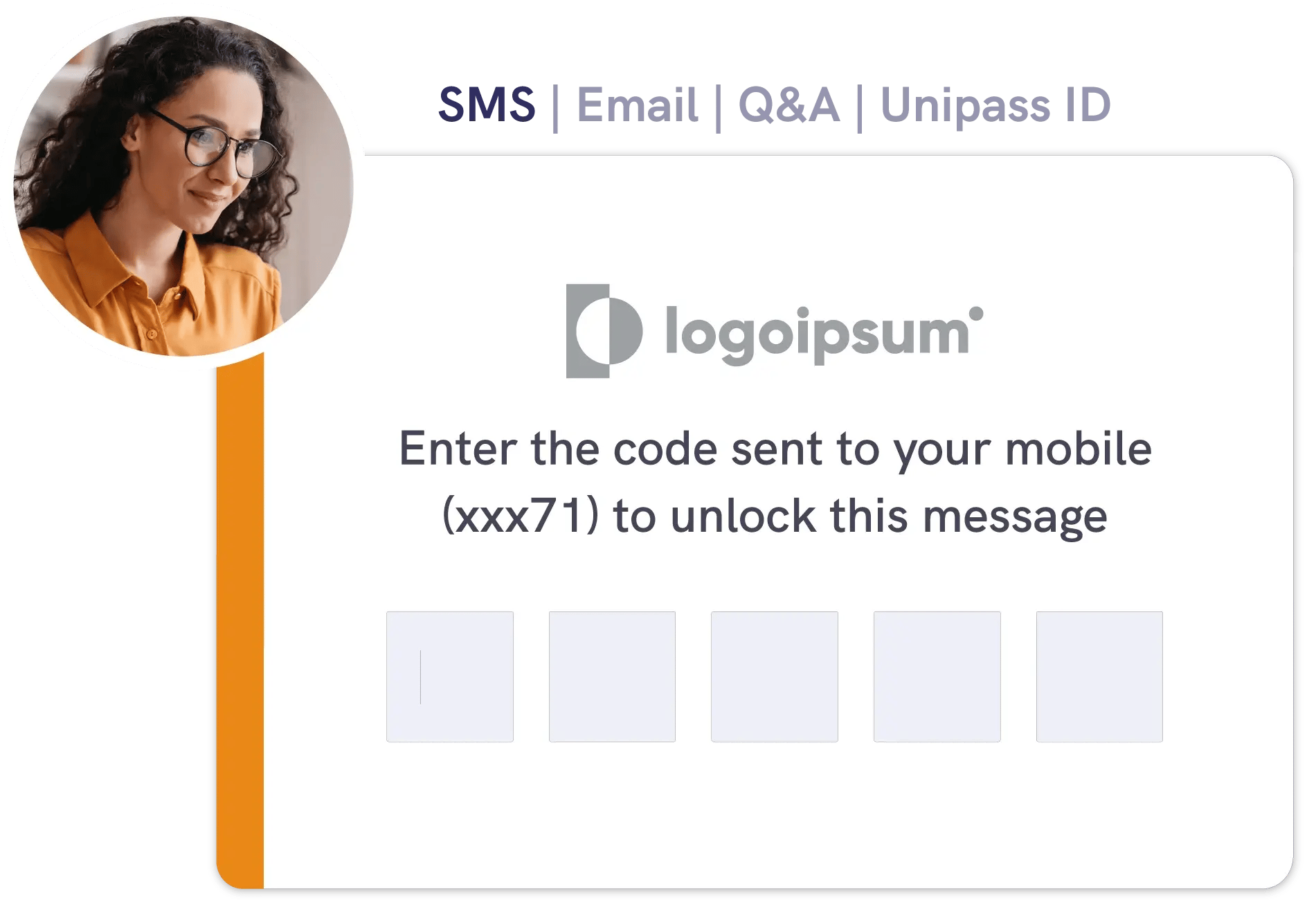Recipient receiving secure email and entering their SMS code to unlock it