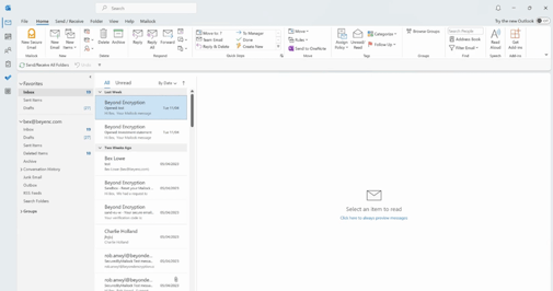 Mailock secure email Outlook add-in Mailock secure email Outlook add-in showing encrypted message options