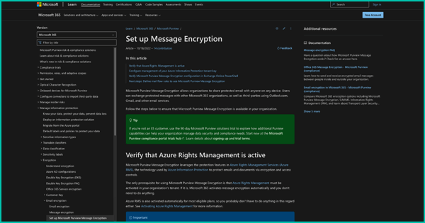 Microsoft Purview Message Encryption website