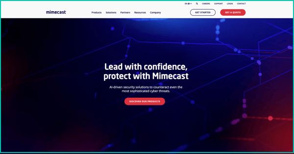 Mimecast secure email messaging homepage