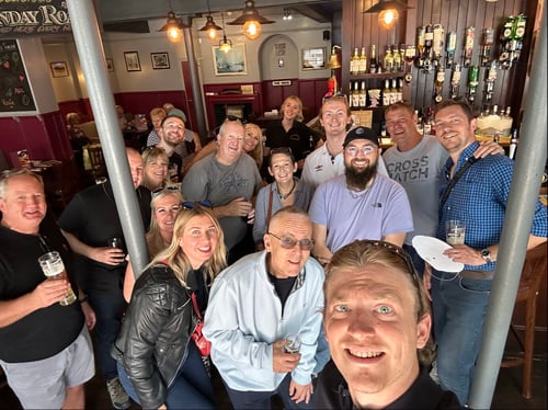 Beyond Encryption team gathered for Paul's birthday celebration