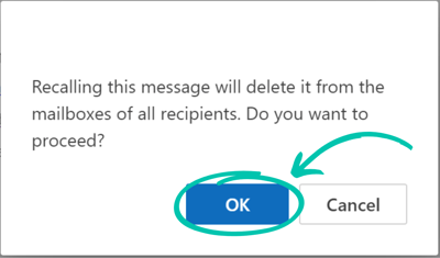 New Outlook recall step 3: confirm the recall