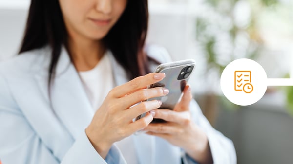 Woman checking her data is protected on smartphone