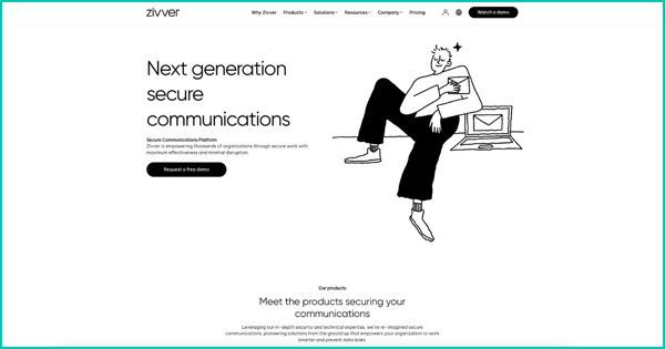 Zivver secure email homepage