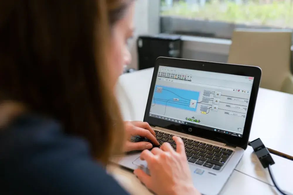 A professional working on a laptop