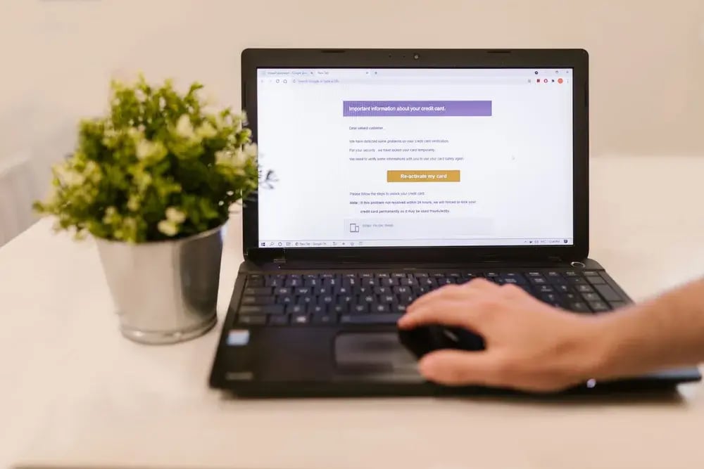 Person reading an email on a laptop at home