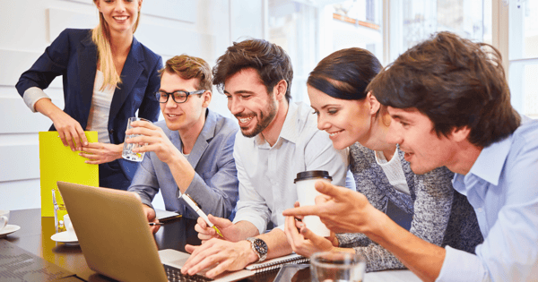 Business team reviewing secure email technology