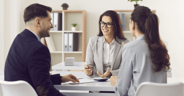 Financial adviser discussing options with clients
