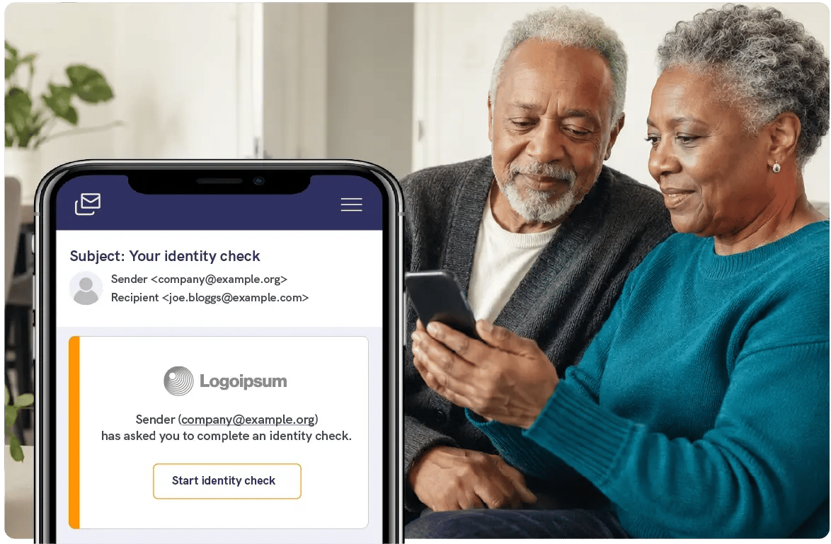 A client completing an identity check on a mobile phone