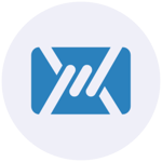 Mailfence logo in blue and white