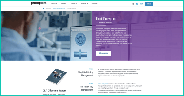 Proofpoint email encryption homepage